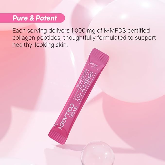 NEWTREE Low Molecular Multi Marine Collagen Peptides Protein Powder Stick for Skin Hair Nail Health &amp Beauty Type I III Collagen Supplement for Women Men 30 Packets (Apple Flavor)