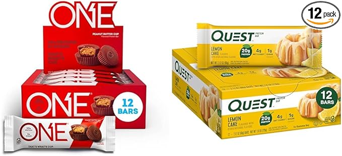ONE Protein Bars with 20g Protein Quest Nutrition Lemon Cake Protein Bars High Protein Gluten Free 12 Count