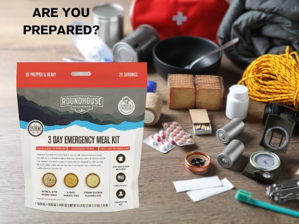 ROUNDHOUSE PROVISION Morning Kick 3 Pack Zero Sugar Greens Superfood Powder Supplement with 3 Day Emergency Meal Kit (26 Servings) by Chuck Norris