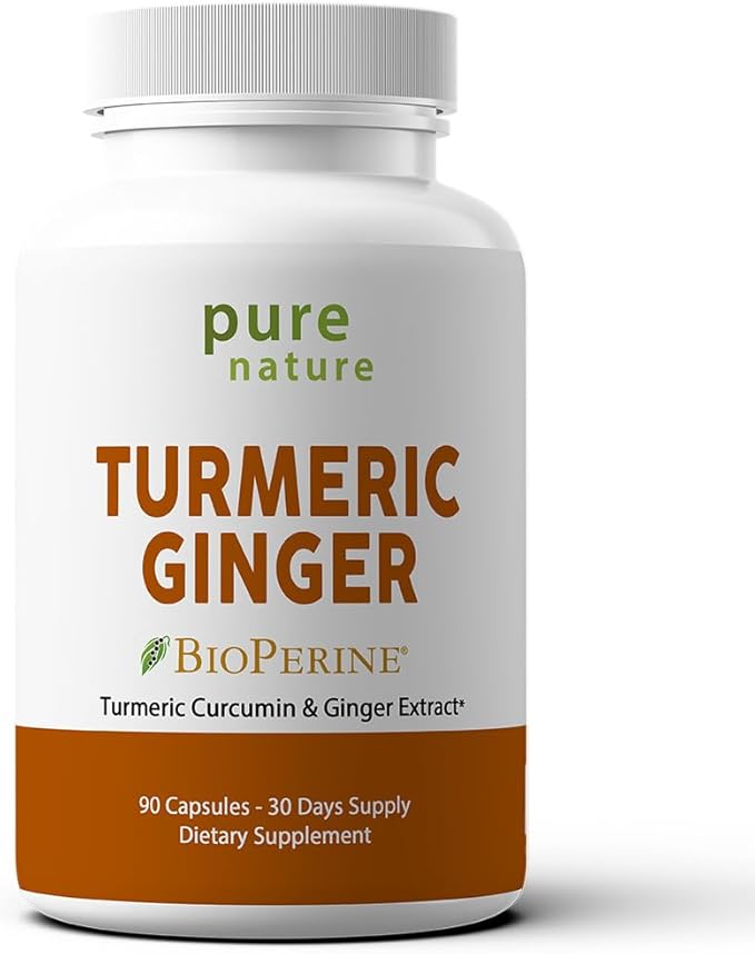 PureNature Turmeric Ginger - with 95% Curcuminoids &amp BioPerine Curcumin 90 Capsules