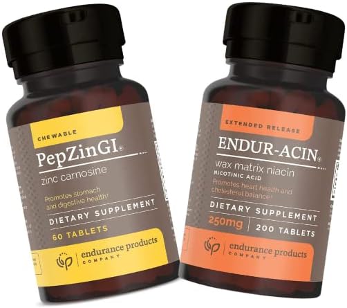 Endur Zinc - PepZinGI 75mg for Immune Function &amp Digestive Health Support 60 Chewable Tablets and ENDUR-ACIN 250mg Niacin - Extended Release for Optimal Absorption &amp Low-Flush Vitamin B-3 200
