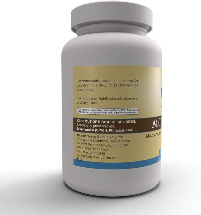 Priority One Vitamins M.C.H.C. Calcium 120 Capsules - Microcrystalline Calcium Hydroxyapatite Comlex - Promoting Healthy Bone Formation and Density.*