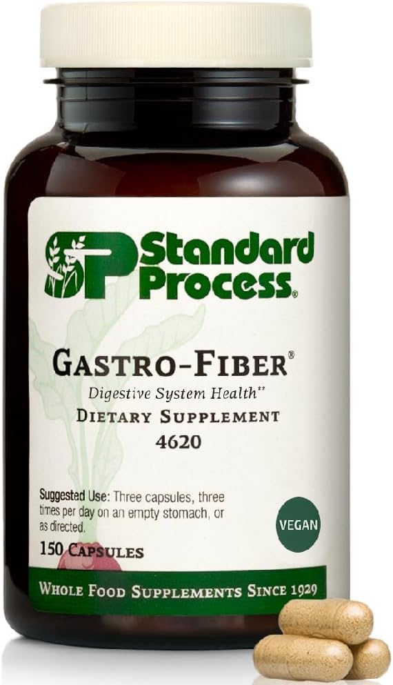 Standard Process Gastro-Fiber - Prebiotic Supplement for Digestive Health - Supports Gut Health with Apple Pectin - Maintains Immune Response - Vegan &amp Non-Soy - 150 Capsules (50 Servings)
