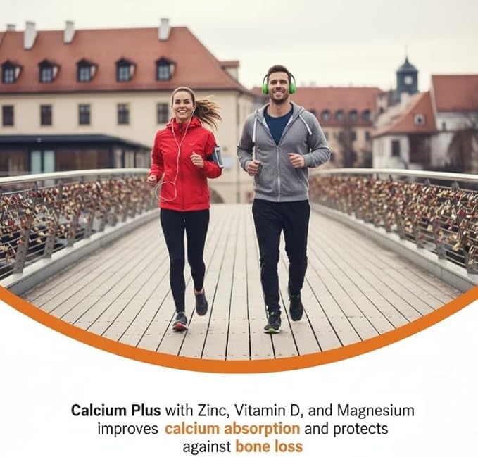 Calcium Plus with Calcium Citrate Vitamin D Magnesium and Zinc Ideal Supplement for Joint Support of Men &amp Women - 120 Tablets