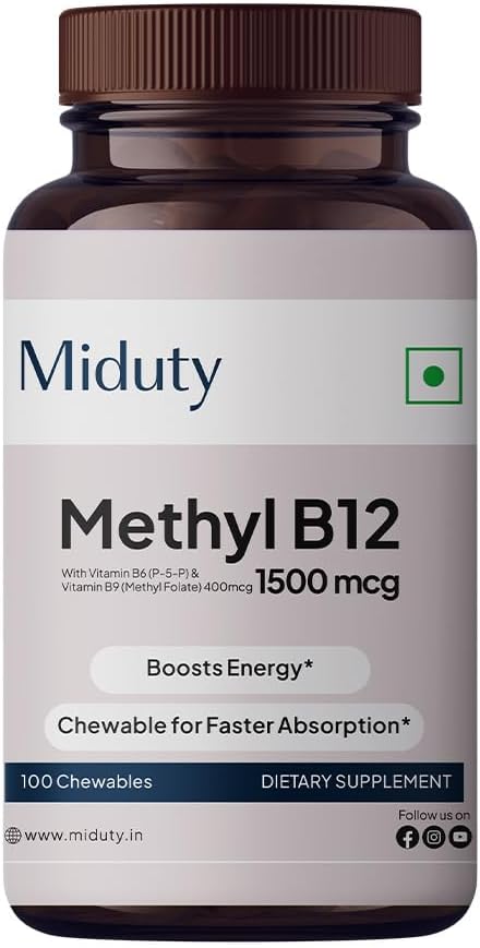 by Palak Notes - Methyl Vitamin B12 with Methylcobalamin - Folate - Vitamins B6 - Chewable Tablets - Natural Vitamin B12 Vitamin Tablets for Men and Women - 100 Chewables