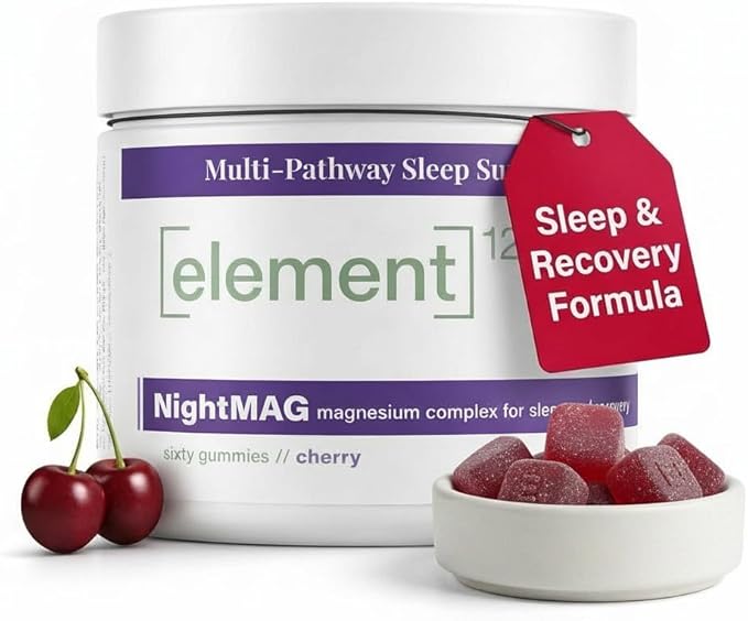 NightMAG Magnesium Glycinate Gummies for Sleep and Recovery Sugar-Free Vegan-Friendly and Naturally Flavored Sleep Gummies for Adults Magnesium Complex 400mg 60 Count 1-Pack (Cherry)