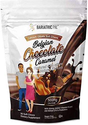 BariatricPal 90-Day Bariatric Vitamin Bundle (Multivitamin ONE 1 per Day! Capsule with 18mg Iron and Calcium Citrate Soft Chews 500mg with Probiotics - Belgian Chocolate Caramel)