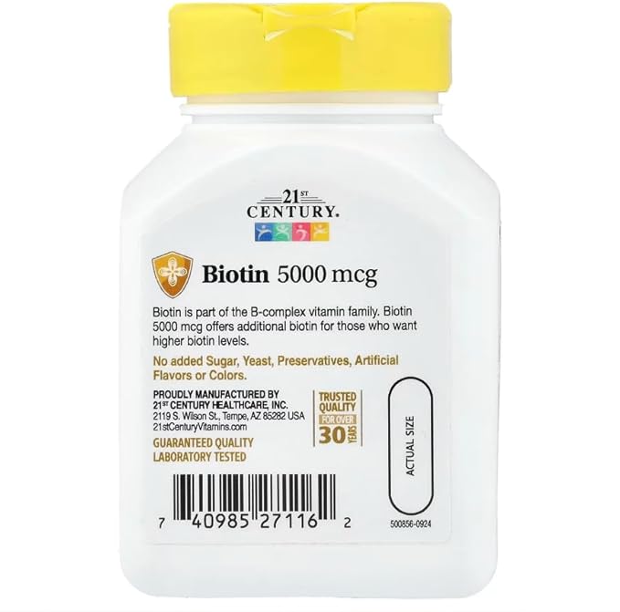 21st Century Biotin 5000 Mcg Capsules 110-Count (Pack of 3)
