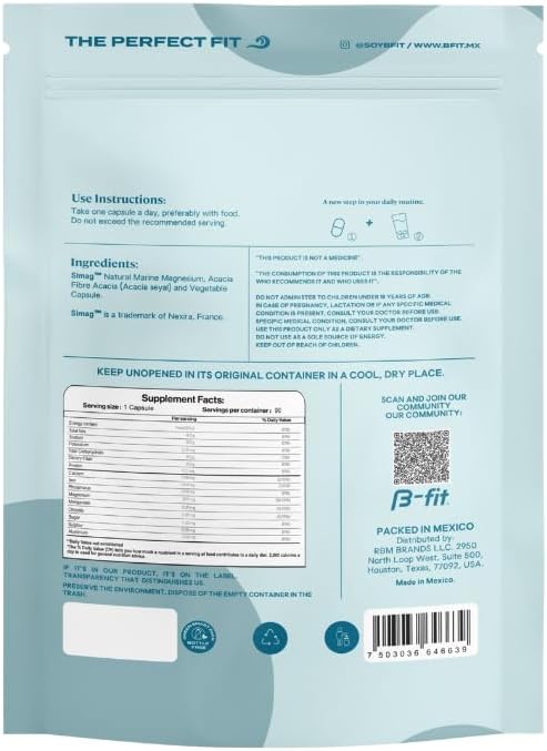 Marine Magnesium - High Bioavailability Magnesium Supplement - Supports Muscle Function - No Additives &amp Gluten Free - Simag Certified - 90 Capsules 3-Month Supply