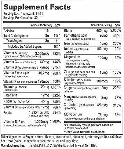 BariatricPal 30-Day Bariatric Vitamin Bundle (Multivitamin ONE 1 per Day! Chewable with 45mg Iron - Mixed Berry and Calcium Citrate Soft Chews 500mg with Probiotics - Orange Creamsicle)