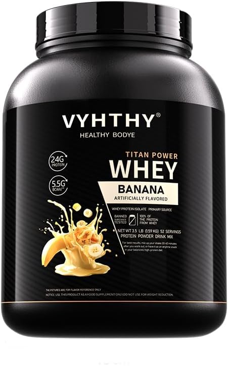 Banana Flavored Whey Protein Powder24g Protein per Serving Fast-Absorbing Concentrated whey Protein Low Sugar Gluten-Free Natural Flavor 3.5lbs(56oz)