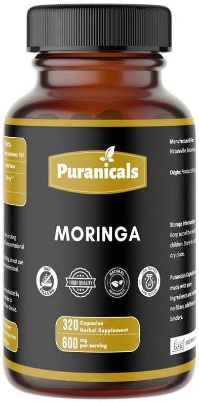 Ashwagandha 320 Capsules &amp Moringa 320 Capsules – Herbal Dietary Supplement | Easy Daily Use | Non-GMO Ingredients No Artificial Colors | Capsules Combo Pack