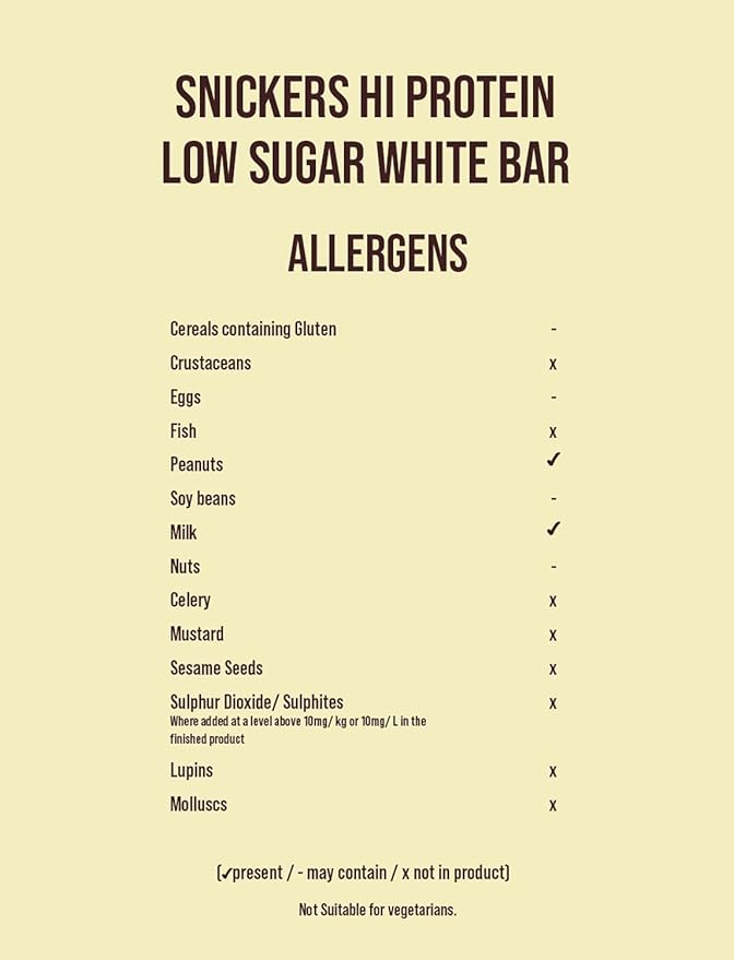 Snickarss HI-Protein Bar Chocolate Delicious Recovery Fuel for Fitness &amp Snacking (12 Pack White)