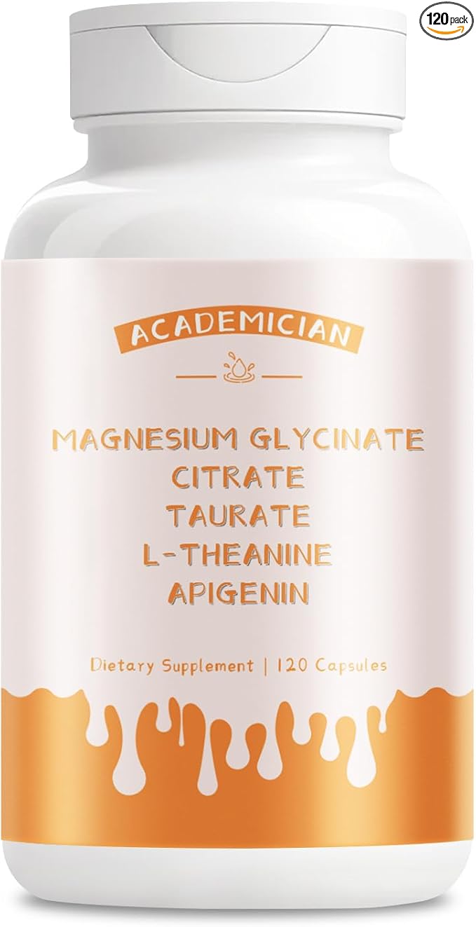 Magnesium Citrate Capsules with Magnesium Glycinate Capsules Agnesium Taurate L-Theanine Apigenin Supplement - 120 Count