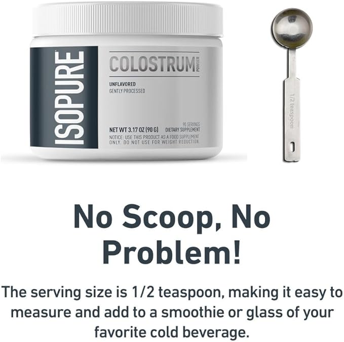 Bundle of Isopure Bovine Colostrum Supplement Powder 90 Servings + Isopure Unflavored Protein Whey Isolate 25g Protein Zero Carb 16 Servings 1 Pound (Packaging May Vary)