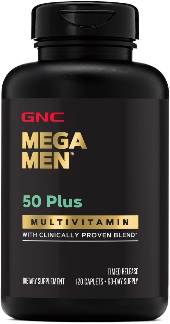 GNC Mega Men 50 Plus Multivitamin | Antioxidants | Heart Health | Prostate and Circulatory Support | 120 Count
