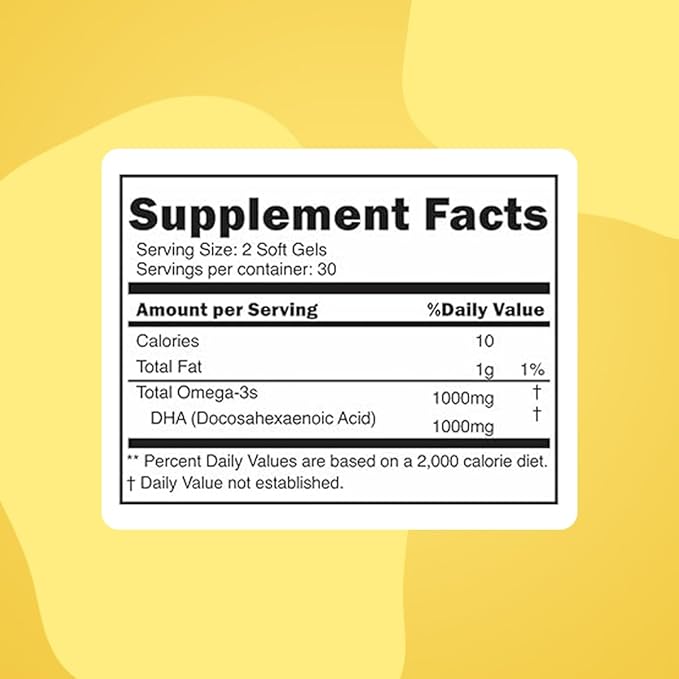 Earth &amp Elle Algae Omega 3 Supplement - Vegan Omega 3 - Omega 3 Vegan Supplement w/Algae Oil &amp Vegan DHA - Helps Support Heart &amp Brain Health 1000 mg Per Serving - No Fishy Aftertaste 60 S