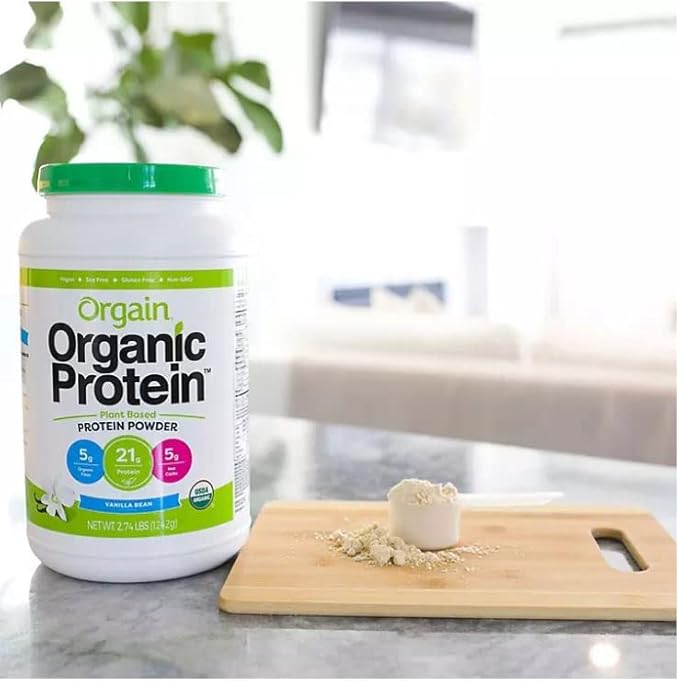 Orgain Organic Plant Based Protein Powder Vanilla Bean 2.74 lb