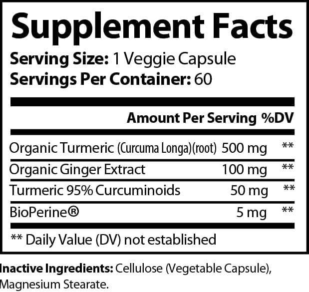 GingerGold Turmeric Boost with BioPerine® – Organic Turmeric &amp Ginger Supplement for Joint Support Healthy Digestion &amp Overall Wellness – 60 Capsules