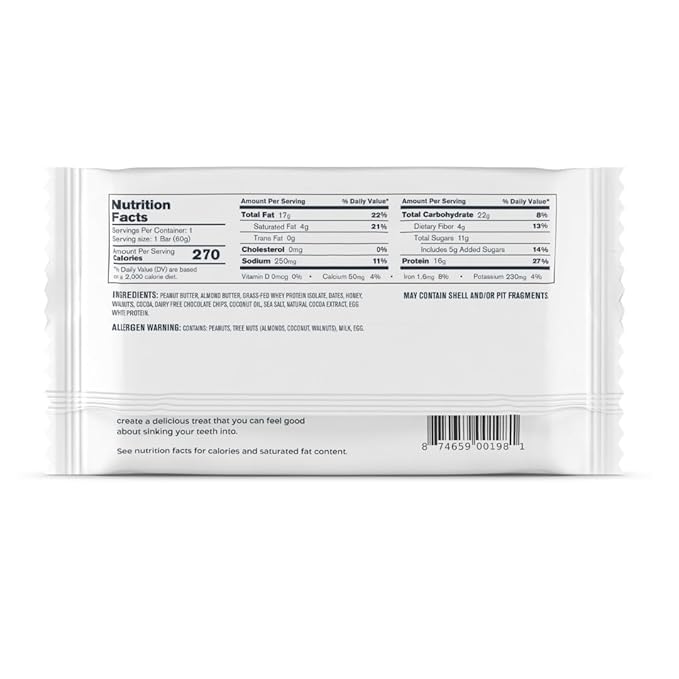 Transparent Labs Protein+ Bars - Whole-Food Protein Bars w/ 15g+ Grass-Fed Whey &amp Egg Whites Protein Natural Peanut &amp Almond Butter No Artificial Sweeteners - Sea Salt Brownie 12 Bars