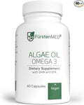 FürstenMED Algae Oil Vegan Omega 3 - Heart Brain &amp Joint Health Support - 2000mg Algae Oil of which 700mg DHA &amp 320mg EPA + 3 6mg Vitamin E per Daily Dose - Essential Fatty Acids