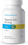 Cooper Complete - Vitamin D3 25 mcg (1000 IU) - Easy to Digest - 60 Softgels Pack of 1
