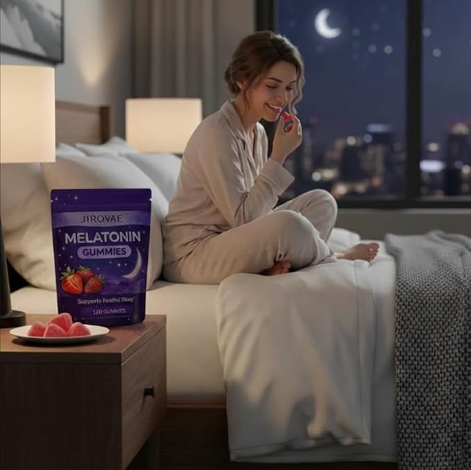 Melatonin Gummies for Adults Strawberry Flavor Supports Restful Sleep Melatonin Supplement Gummies Vegan Non-GMO 120 Gummies.