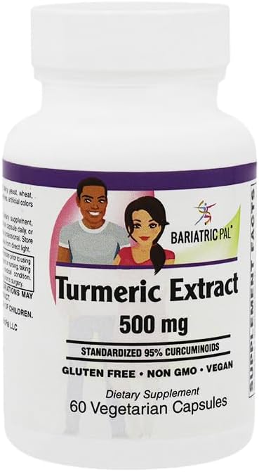 BariatricPal 500mg Turmeric Extract Capsules with Curcumin C3 Complex® (60 Count)