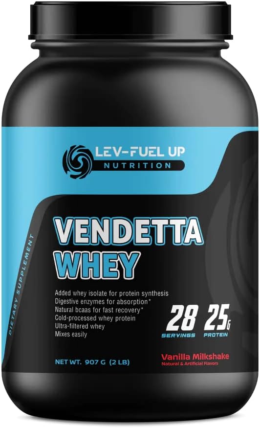 Vendetta Whey Protein 2lb – All-Whey Protein Isolate &amp Concentrate Blend – 25g Protein per Serving – Supports Muscle Growth Recovery &amp Stamina – Naturally Rich in BCAAs