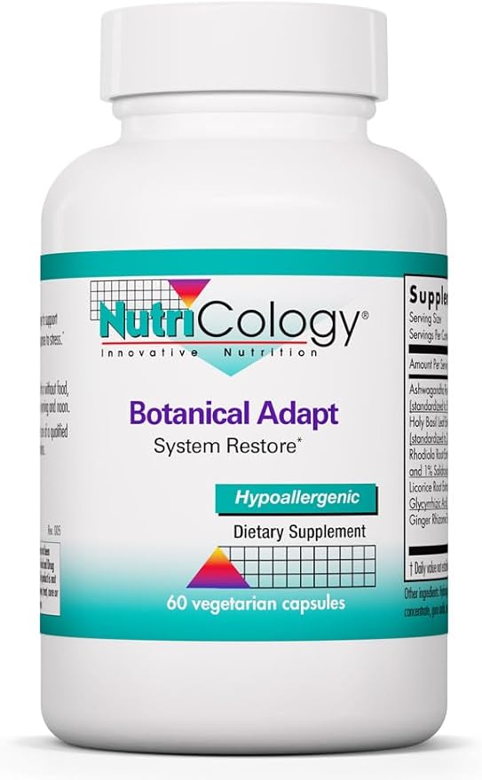 Allergy Research Group Nutricology Botanical Adapt - Stress Support Adaptogens Supplement HPA Ashwagandha Rhodiola and Holy Basil Cortisol Manager - 60 Count