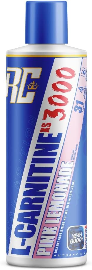 Ronnie Coleman Signature Series L-Carnitine XS 3000 Liquid Amino Acids Metabolism and Lean Muscle Strength Support Stimulant Free Sugar Free Zero Carbs Pink Lemonade 16 Oz