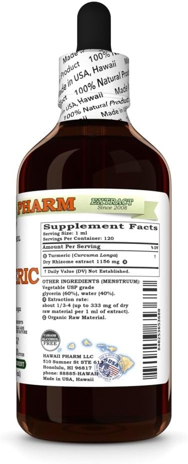 Turmeric (Curcuma Longa) Dry Rhizome Glycerite All Natural Vegan Lab Tested Alcohol-Free Liquid Extract - 4 fl.oz