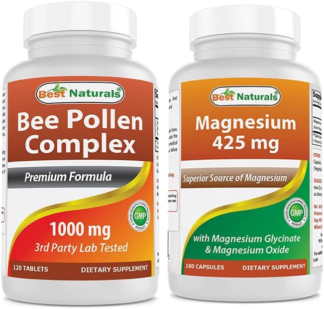 Best Naturals Bee Pollen Complex 1000 mg &amp Magnesium Glycinate 425 mg
