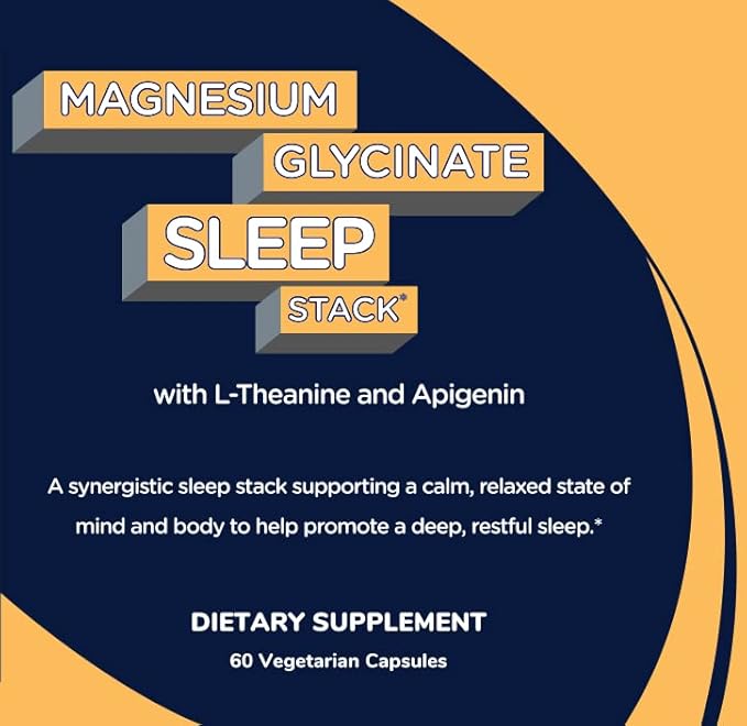 Magnesium Glycinate Sleep Stack with 200 mg L-Theanine 50 mg Apigenin 175 mg of Elemental Magnesium Glycinate | Sleep Support Magnesium Supplement | Made in USA