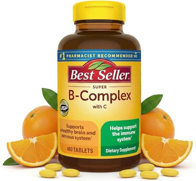 Nature B-Complex Vitamins for Adults – 460 Tablets High Potency Vitamin B Supplement for Energy Production Metabolism &amp Nervous System Support – 15 Month Supply – Includes MEELTA Wellness Guide