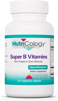 Allergy Research Group NutriCology Super B Vitamins - Complete B-Vitamin Complex - Energy &amp Metabolic Support - Hypoallergenic - 60 Servings - 120 Capsules