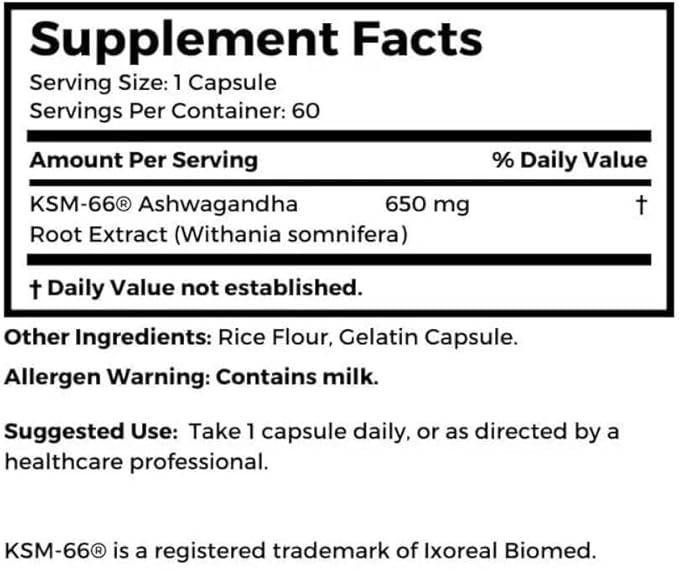Dr Clark Store Ashwagandha Supplement – 650mg 60 Capsules Supports Everyday Wellbeing Energy &amp Mood Balance