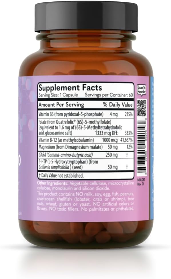 MD Logic Health Good Mood Vitamin B6 B12 Folate GABA 5-HTP Magnesium - Daily Dose of Zen - Perfect for Everyday Balance and Travel - Made in New York