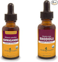 Herb Pharm Ashwagandha &amp Rhodiola Root Extracts for Energy Vitality Endurance &amp Stamina Alcohol-Free Glycerite &amp Organic Cane Alcohol 1 Oz Each