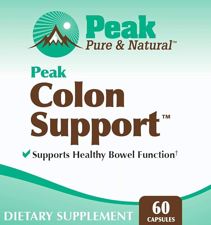 Peak Pure &amp Natural Colon Support - Colon Cleanse and Detox Supplement for Digestive Health - Gut Health Support with Inulin and Senna Leaf Extracts - with Fiber Prebiotics and Probiotics - 1 Pa