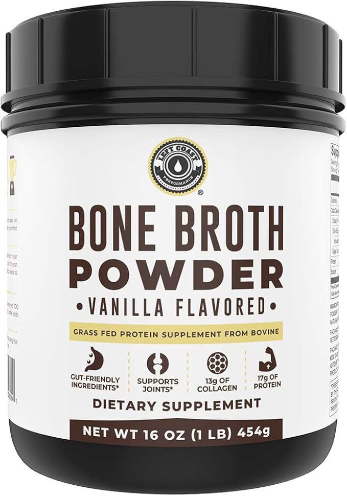 Left Coast Performance Vanilla Bone Broth and Multi Collagen Powder for Joint Hair Skin and Nails Support