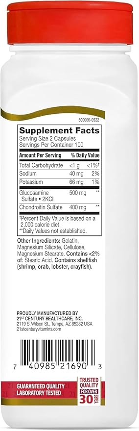21st Century Glucosamine 250 mg Chondroitin 200 mg Capsules - 200 ct Pack of 3