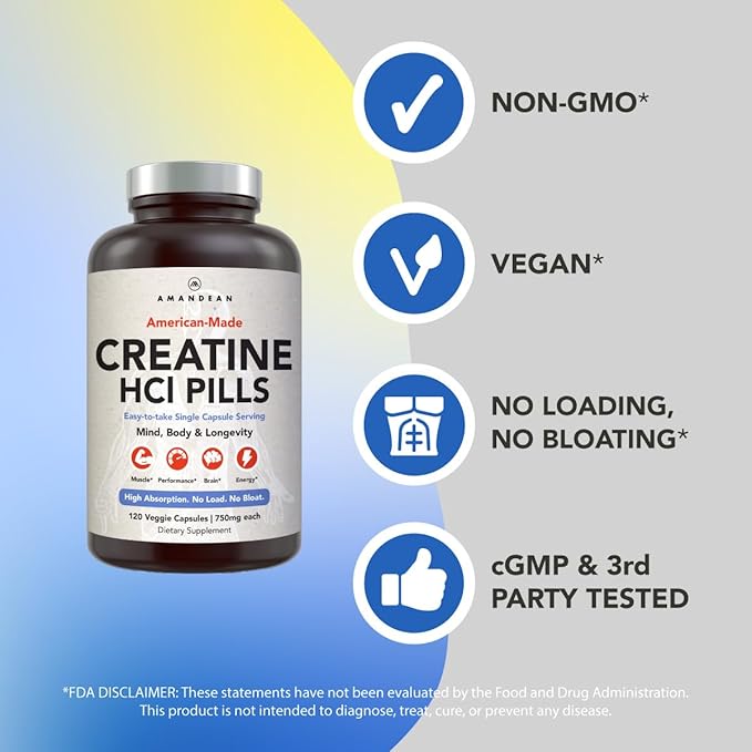 AMANDEAN Magnesium Complex &amp Premium Creatine HCl Bundle. Branded &amp Studied. USA-Made CON-CRET. High-Absorption Magnesium Threonate Glycinate &amp Malate. Lean Muscle. Energy. Cognition Mem