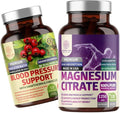 Number One Nutrition N1N Premium Magnesium Citrate [1250mg] and Blood Pressure Support [13 Potent Ingredients with Hawthorn &amp Hibiscus] 2 Pack Bundle