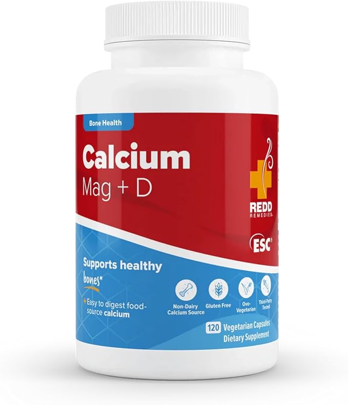 Redd Remedies Calcium Mag + D Vitamin D3 and Calcium for Strong Bone Support 120 Vegetarian Capsules