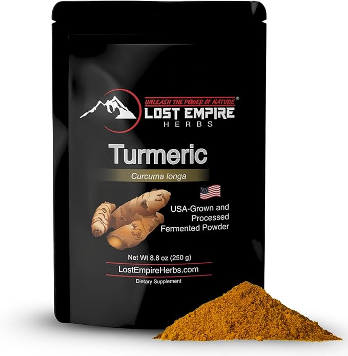 Lost Empire Herbs Fermented Turmeric Powder | USA Grown &amp Processed | Promotes Balance Vitality &amp Wellbeing (250 Grams)