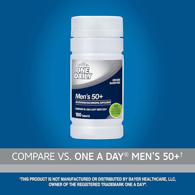 21st Century Men's 50+ One Daily Multivitamin Multimineral Supplement Tablets - 100 ct Pack of 3