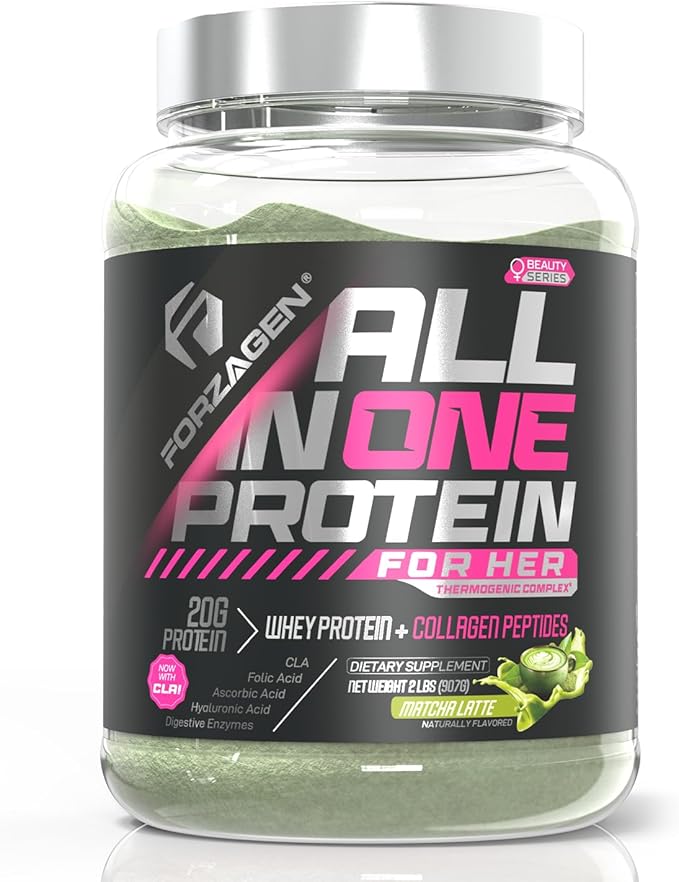 Forzagen All in One Protein for Her Protein Powder for Women with Collagen Peptides (2 Pound (Pack of 1) Matcha Latte)