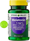 SUREFECT Spring Valley Melatonin 1mg - 120 Vegetarian Tablets - Sleep Support - Helps Maintain Normal Sleep/Wake Cycle Organizer