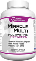 Hybrid Nutraceuticals MiracleMulti Women Multivitamin with Probiotics Biotin Folic Acid Enzymes + Fruit &amp Vegetable Blend - Immune Support Heart Health Energy: 60 Servings (Non-GMO)
